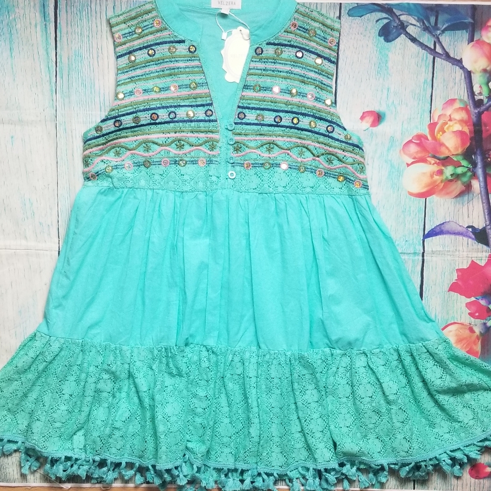 Velzera sleeveless embroidered mini dress …